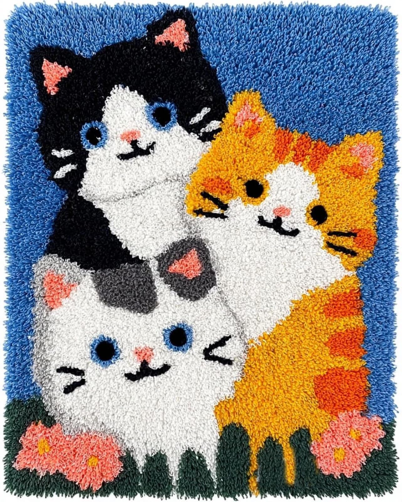 Wallphantom Rug Making Kit for Adults Beginners,Three Adorable Cats