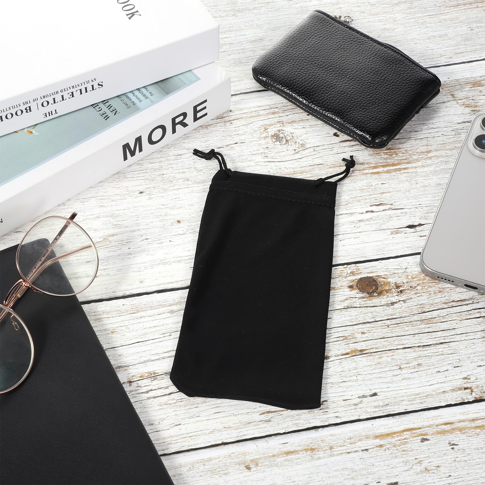 simarro 12-częściowa torba na okulary przeciwsłoneczne z mikrofibry, miękkie etui na okulary przeciwsłoneczne, 18 x 8,9 cm, czarna dzianinowa torba do przechowywania, odpowiednia na okulary