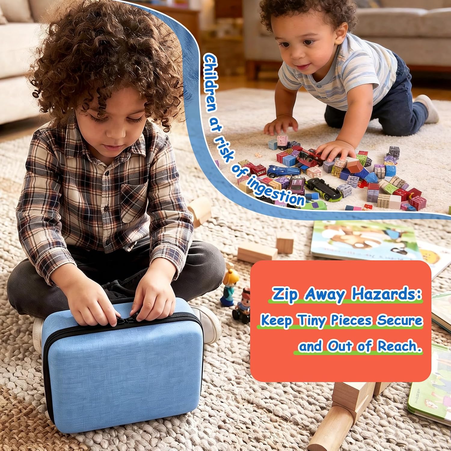 COMECASE Magnetic Block Storage Case Compatible with Goody King/for Magneverse/for LADFAR/for Intoypad, Fits 300+ 0.8in Cubes, Hard Carrying Bag with Divider for Kids STEM Building Blocks (Bag Only)