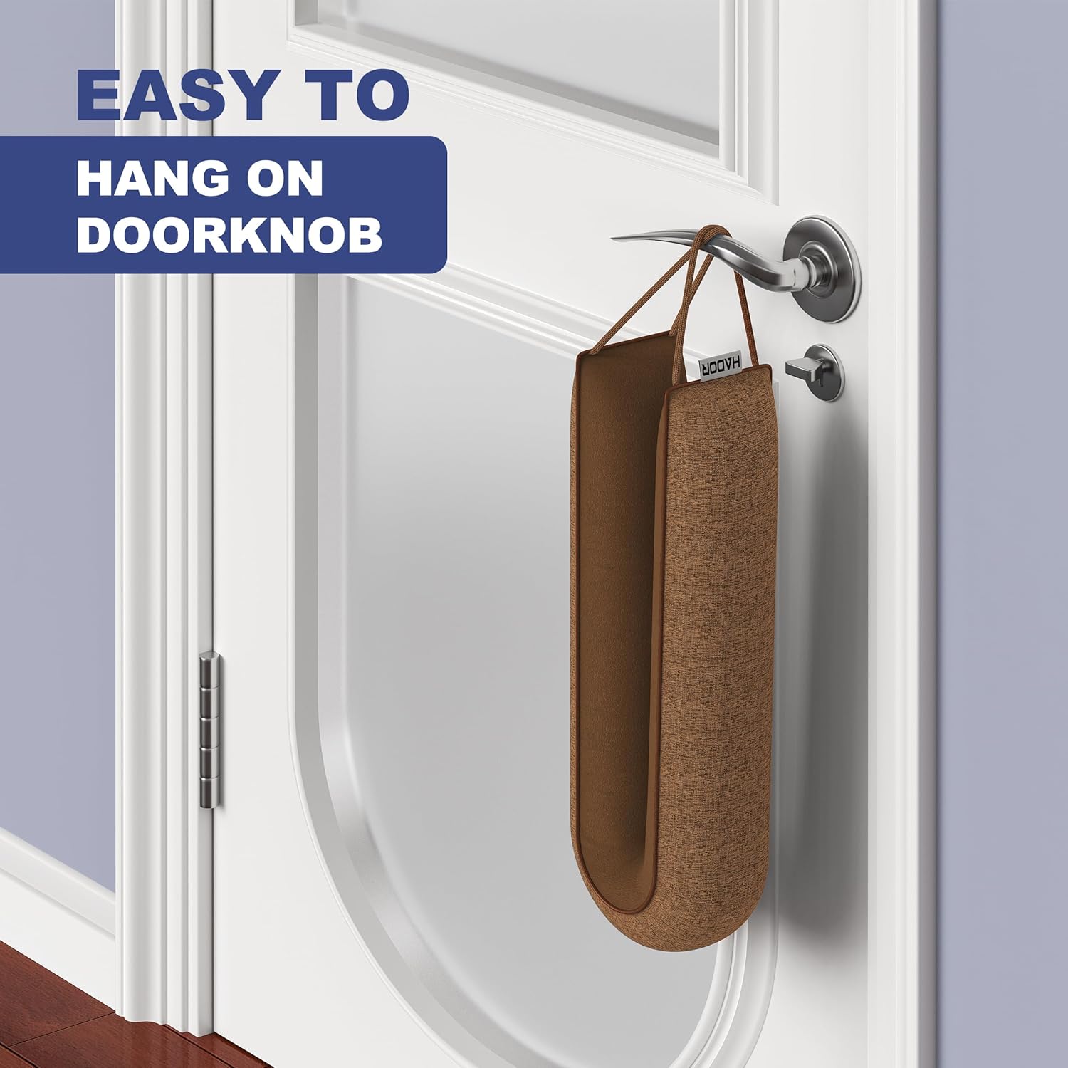 HADOR 32 Inch Weighted Door Draft Stopper - Under Door Snake Pillow, Blocks Cold Air/Wind/Noise, Heavy Duty Soundproof Bottom Filler (Covers Gaps Up to 3"), Winter Patio Sliding Window Seal, Brown