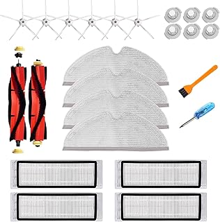 Accessories Kit for Roborock S4 S5 S6 E4 E20 E25 E35 S50 Xiaomi Mi Mijia Robotic Vacuum Cleaner, 23 Pack Replacement Parts, 2 Main Brush, 5 Side Brush, 4 Hepa Filter, 4 Mop Cloth & 6 Water Tank Filter
