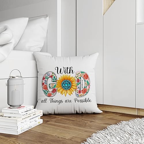 Miniatura 2 de Fundas de almohada cristianas de 18 x 18 pulgadas, con dios todas las cosas son posibles, decoración religiosa para el hogar, decoración de