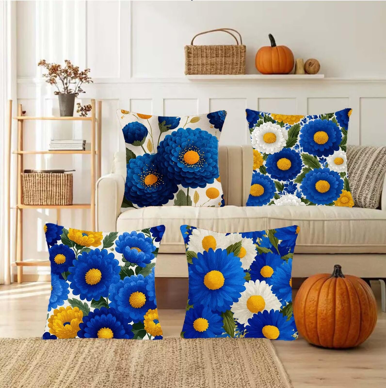 Cuscini Da Esterno 65x65, Set di 4, Fiori Verde Cuscini Per Divano, Velluto Cuscini Da Impermeabili, Quadrate Cuscini Divano in Decorativi, Per Salotto Soggiorno Elegante e Arredo sedie Cuscini s-152