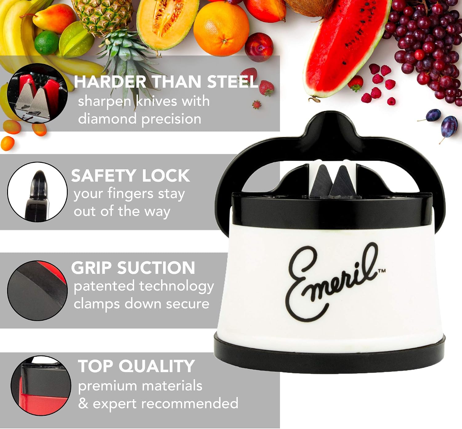 Flash Deals - 80% OFF Emeril Knife Sharpener Professional Grade - Easier & Safer Than Whetstones for All Blade Types, Ideal for Kitchen, Home, & Workshop - Great Gift for Men + Expert Recommended Weekly Top Sale Emeril Knife Sharpener Professional Grade - Easier & Safer Than Whetstones for All Blade Types, Ideal for Kitchen, Home, & Workshop - Great Gift for Men + Expert Recommended