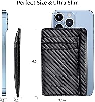 Vista 3 de Cartera Chelmon Slim RFID - Cartera de bolsillo frontal minimalista para tarjetas de crédito delgadas Negro carbón