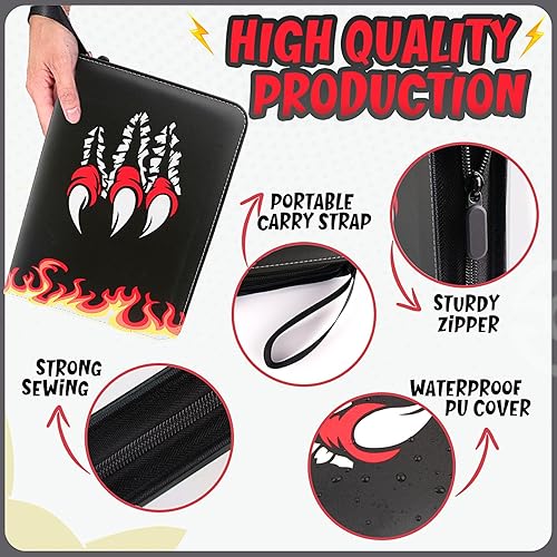 Miniatura 3 de GOROMA Carpeta de tarjetas con 4 bolsillos, 400 bolsillos con 50 fundas extraíbles, soporte para álbum con cremallera para coleccionista de