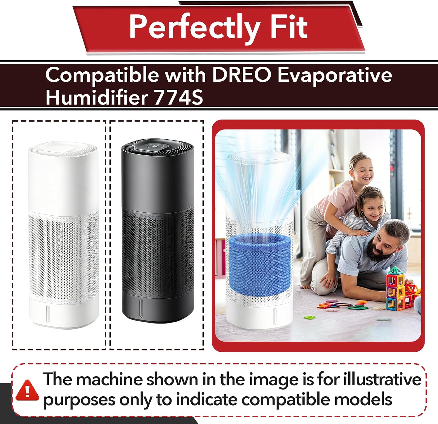 6 Pcs 774S Humidifier Filter Replacement Compatible with DREO Evaporative Humidifier, Improve Humidification Efficiency, Cleanable Filters for Hard Water