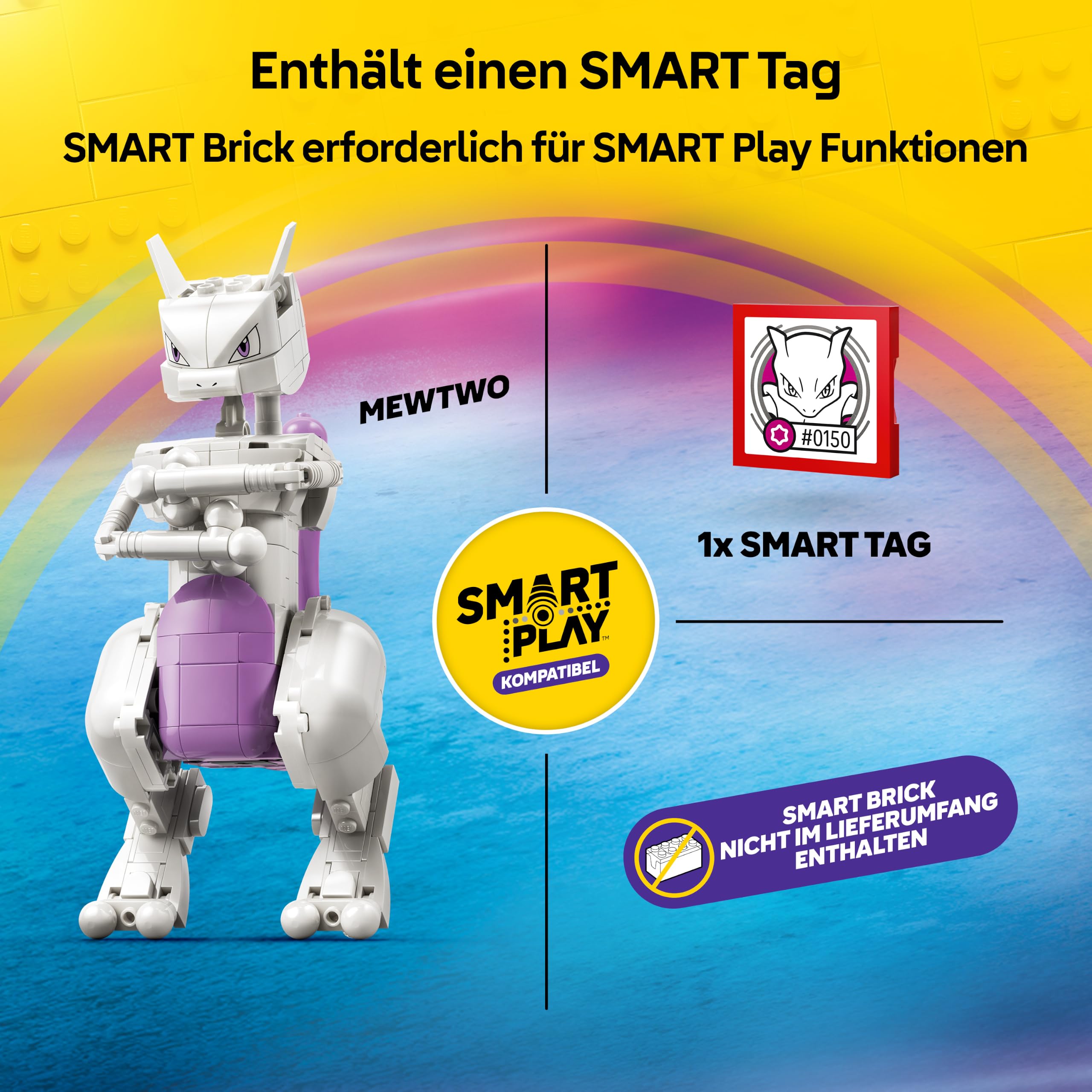 LEGO Pokémon SMART Play: Mewtwus Ausbruch aus dem Labor - kompatibles interaktives Set mit SMART Tag und Pokémon-Figur Steinen - Geschenk für Kinder ab 10 Jahren - 72163