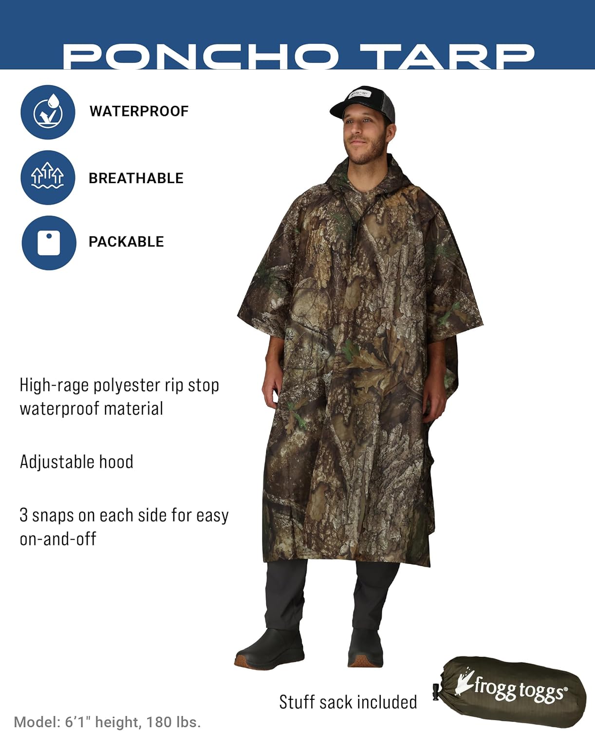FROGG TOGGS Unisex Waterproof Breathable Poncho Tarp