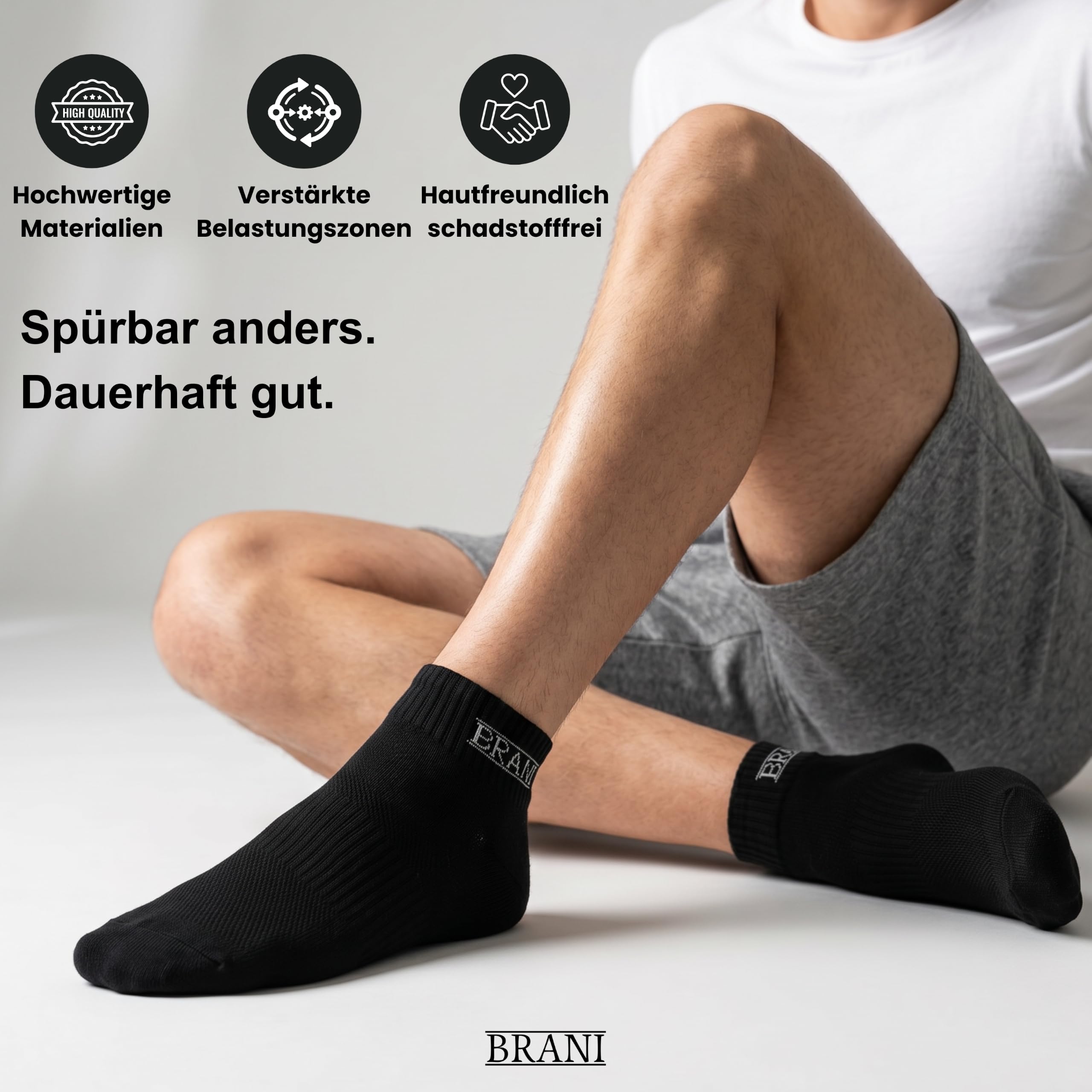 BRANI Knöchelsocken Damen & Herren – Sneakersocken Kurzsocken – Atmungsaktive Baumwolle – Herrensocken Damensocken