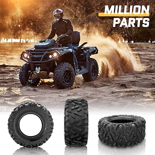 Miniatura 7 de MOTORHOT Neumáticos ATV UTV 25x8-12 delanteros y 25x10-12 traseros 6 capas deportivos todo terreno sin cámara estilo cuerno grande - Juego completo