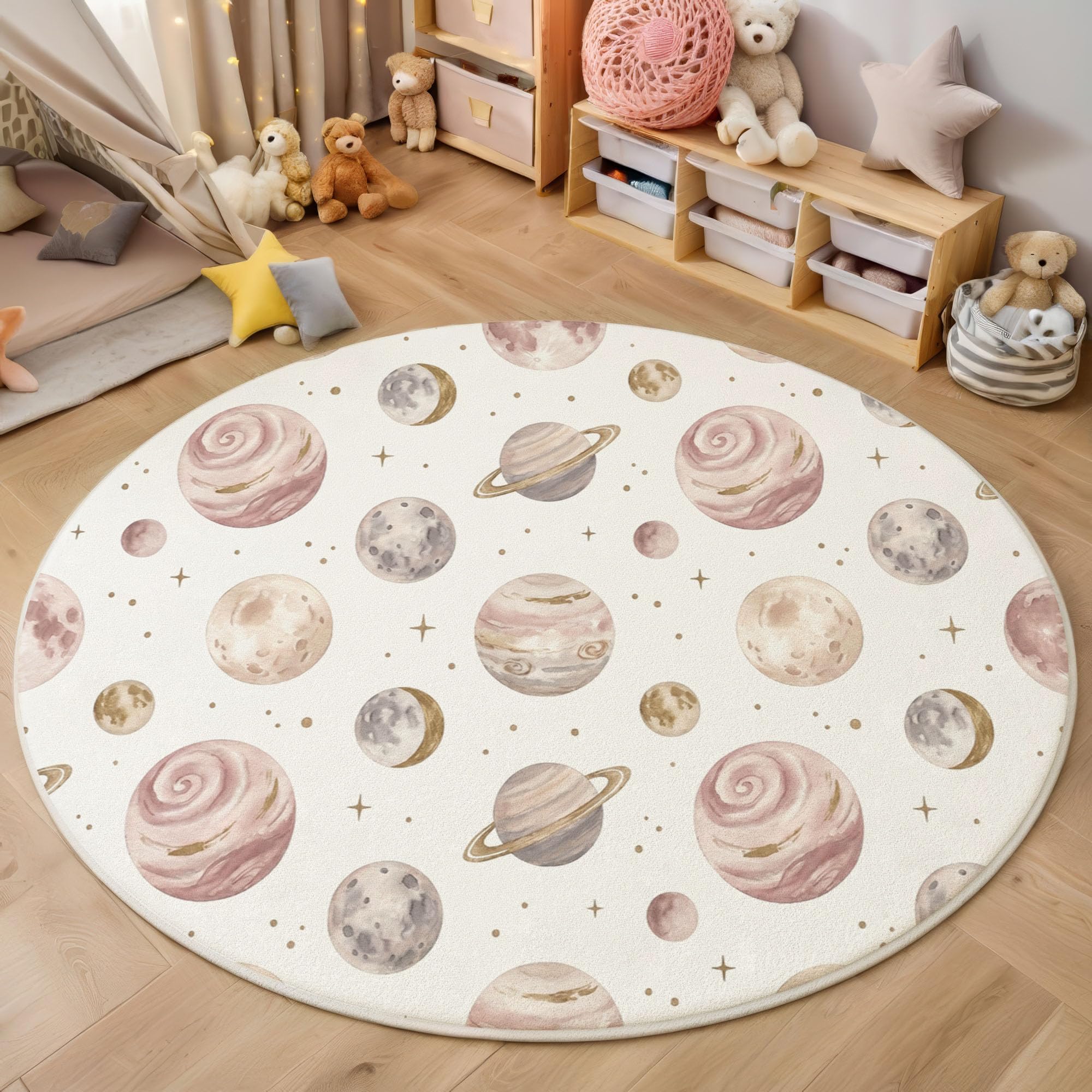 Tapis poil ras galaxie rose lavable en machine pour une déco intérieure