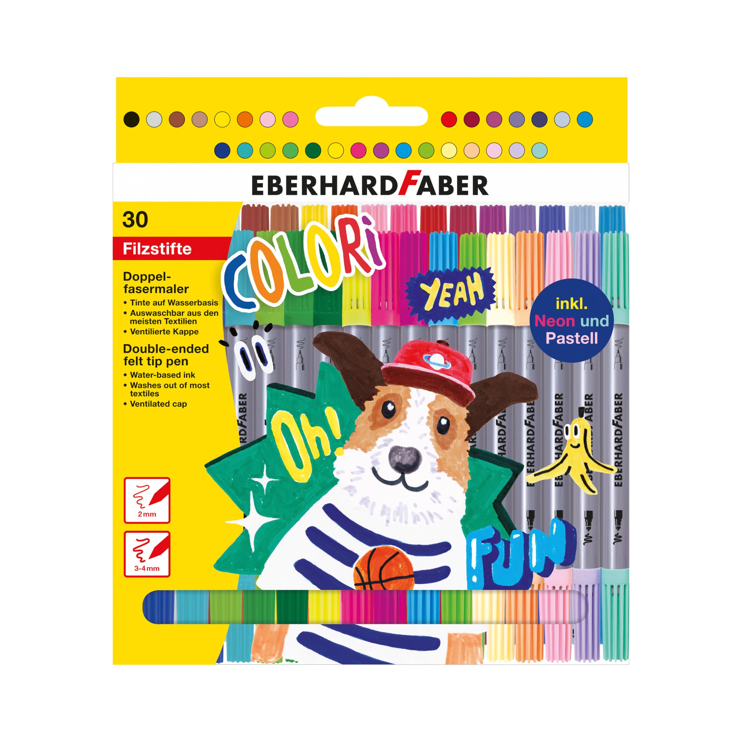 Eberhard Faber Felt-Tip Pen Colori Double 30 Colouring Pens, School, Coloured Pens, Handwriting, Broad Tip for Fast Colouring, Fine Tip for Fine Lines & Details, Essential Colouring Supplies โ image 1