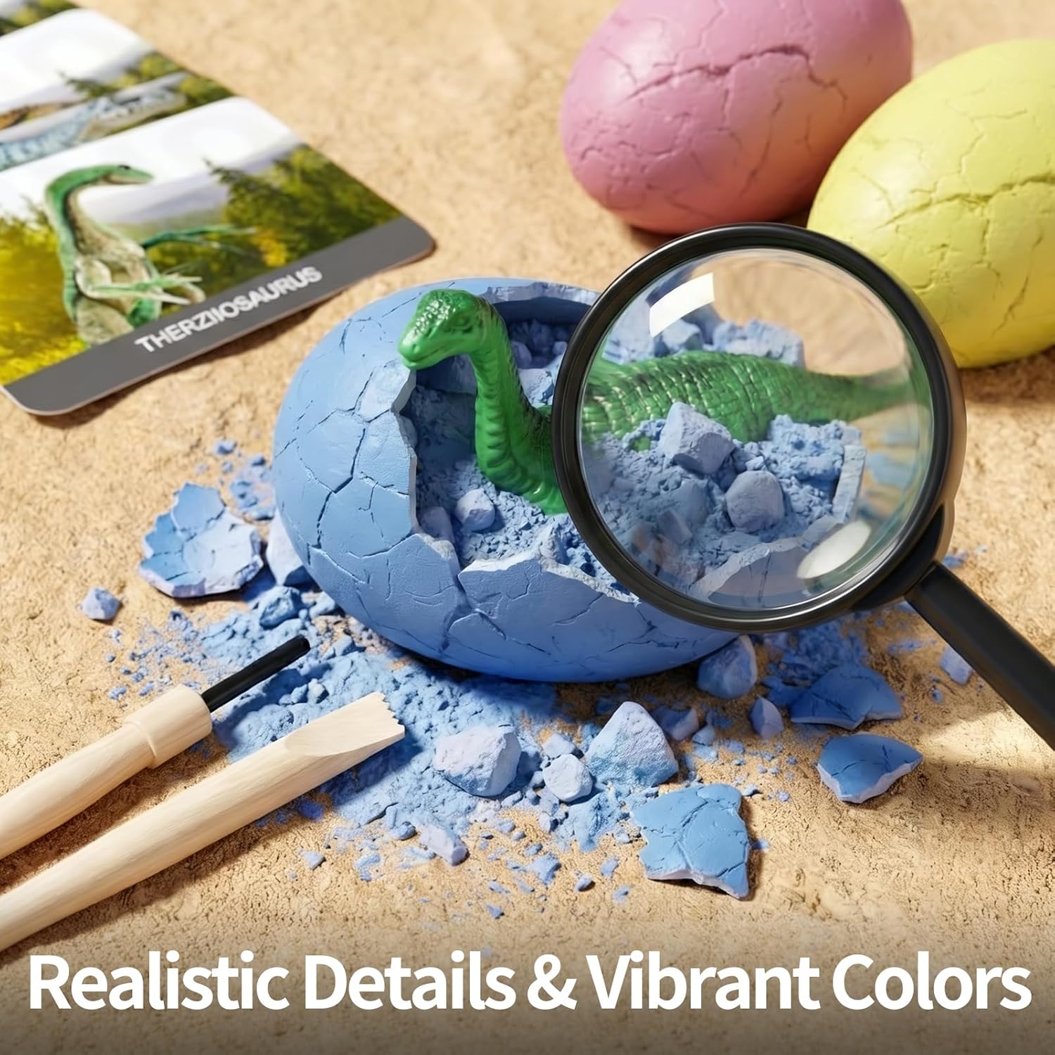 24 Pack Colorful Dinosaur Eggs Excavation Kit with Learning Cards - Dino Dig STEM Science Toy for Kids - Easter Basket Stuffers, Party Favors Birthday Gifts Classroom Activities for Boys Girls Age 3+