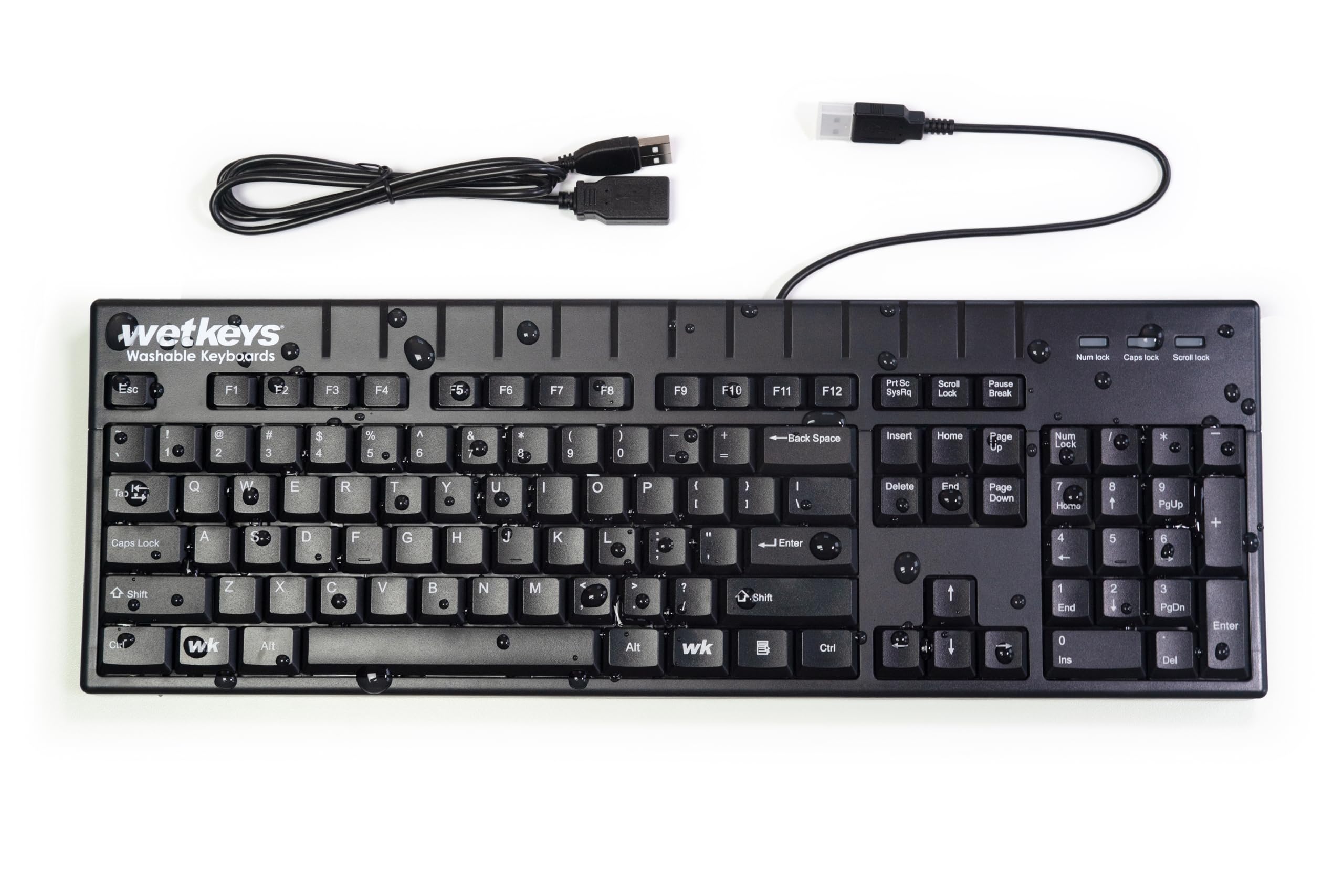 WetKeys Case of 20 KBWKABS104-BK Professional-Grade Full-Size ABS Plastic Waterproof Keyboard with 10-Key Number-pad USB Black KBWKABS104-BK-C20