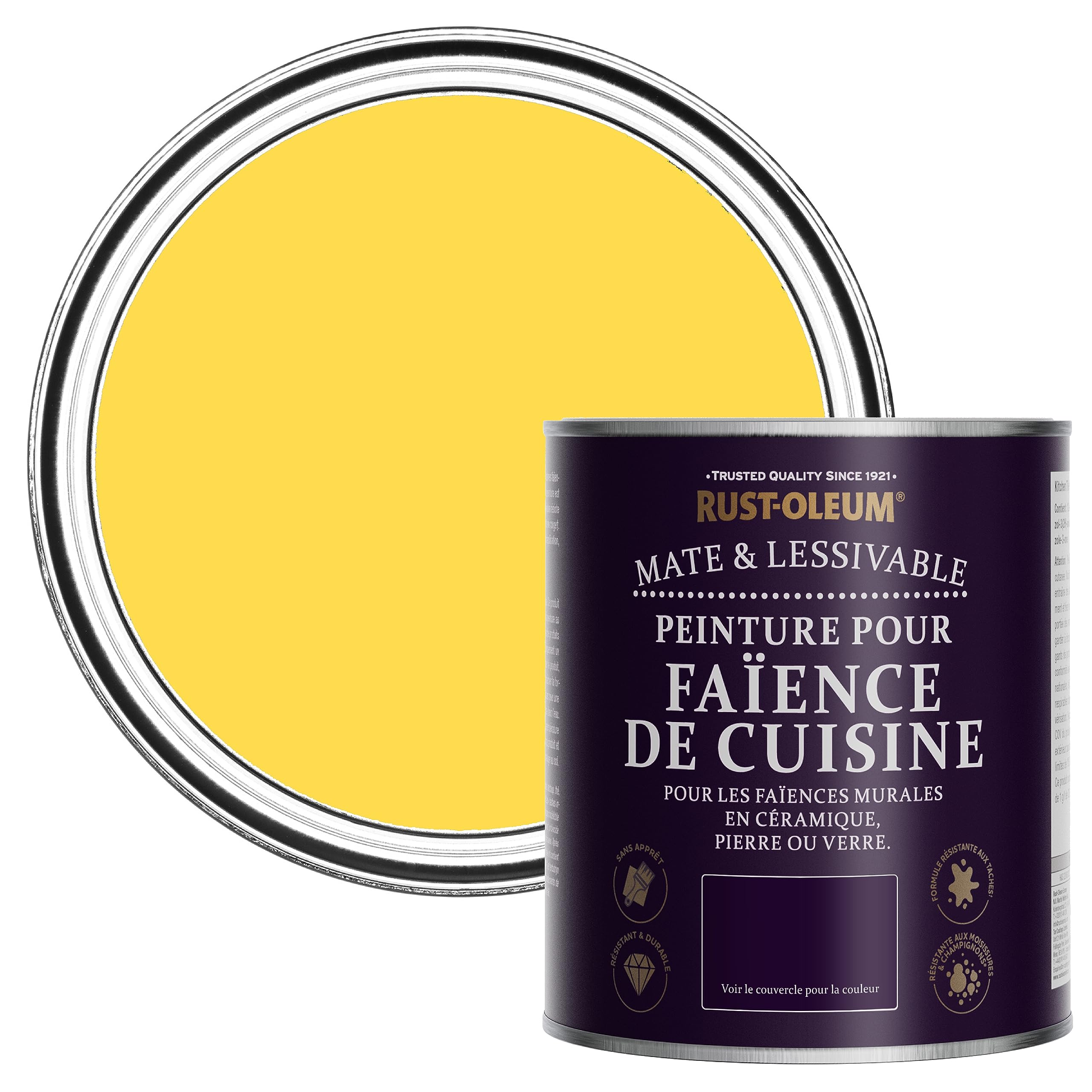 Rust-Oleum Peinture Jaune Résistante à l'eau pour Faïence de Cuisine, Finition Mate - Sorbet Citron 750ml