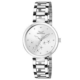 LOUIS DEVIN Analogue Womens Watch (Silver Dial Silver Colored Strap)
