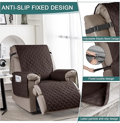 Miniatura 5 de Ruaozz Funda para silla reclinable 100% impermeable, antideslizante, funda de asiento para silla reclinable, lavable, con correas elásticas para