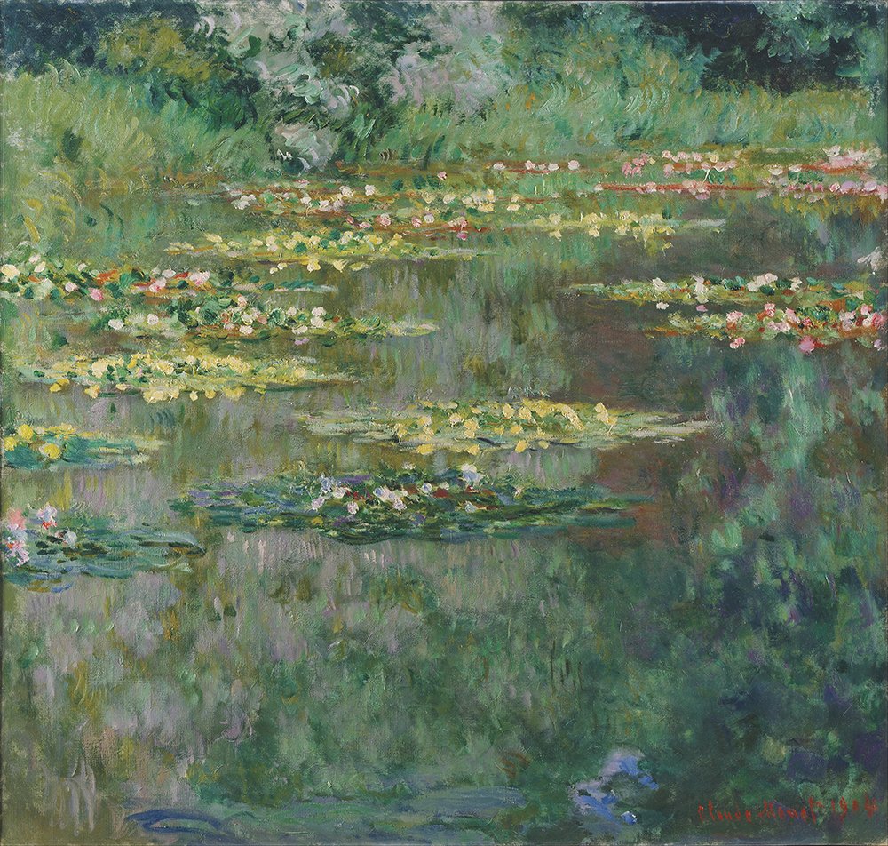 Tableau Claude Monet Le Bassin des Nympheas encadré noir semi-brillant taille M