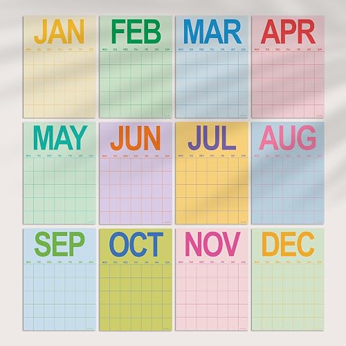 Dry Erase Wall Calendar – A3 Undated, 12 Monthly Prints, Reusable