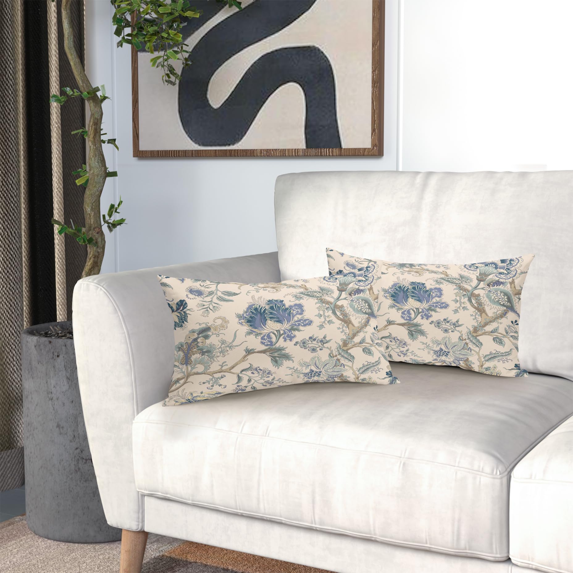 LIBIFALL Set di 2 federe per cuscini in stile chinoiserie, 45,7 x 45,7