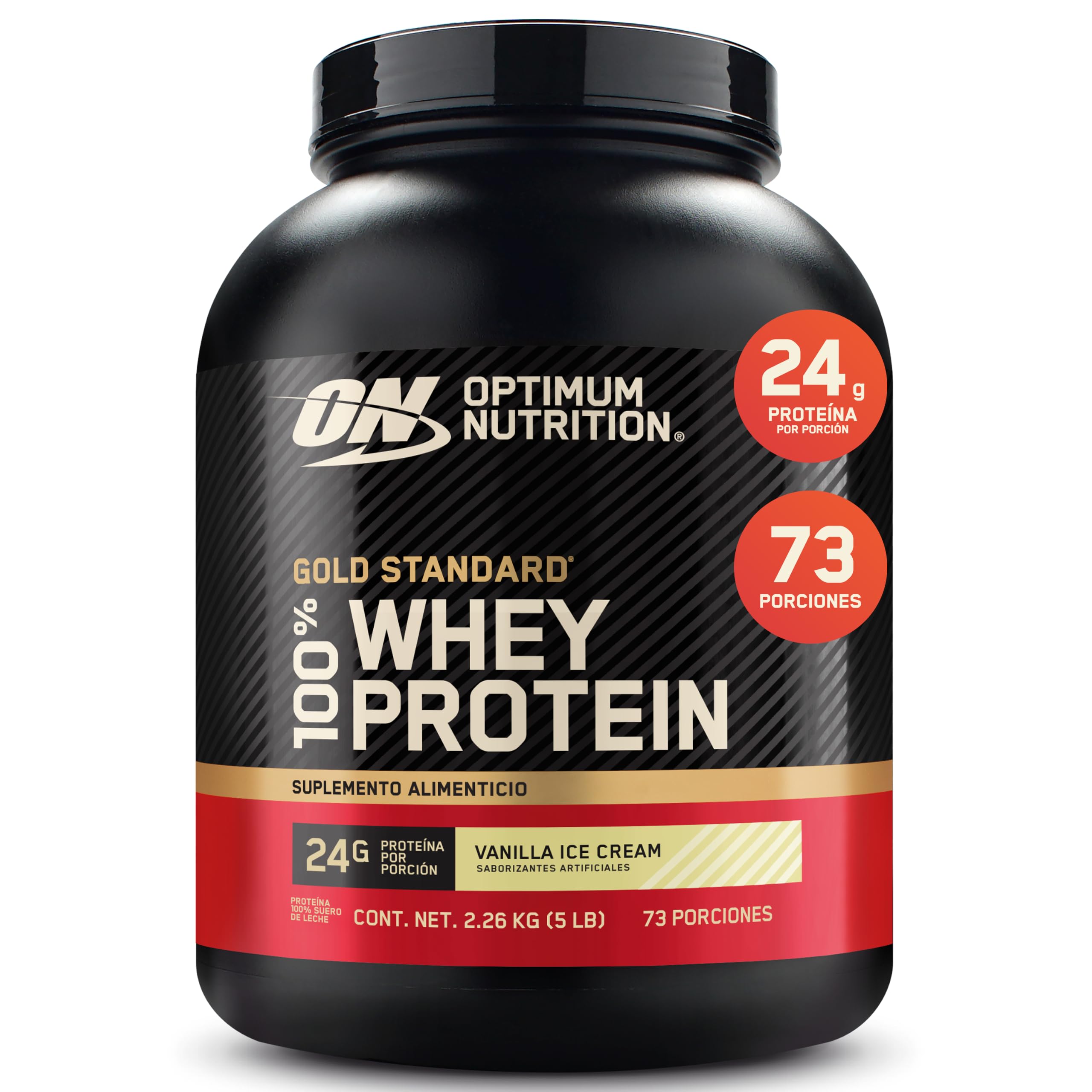 Optimum Nutrition Gold Standard 100% Whey Proteína en Polvo | Vainilla | 5 lb - 2.27 kg (Paquete de 1)