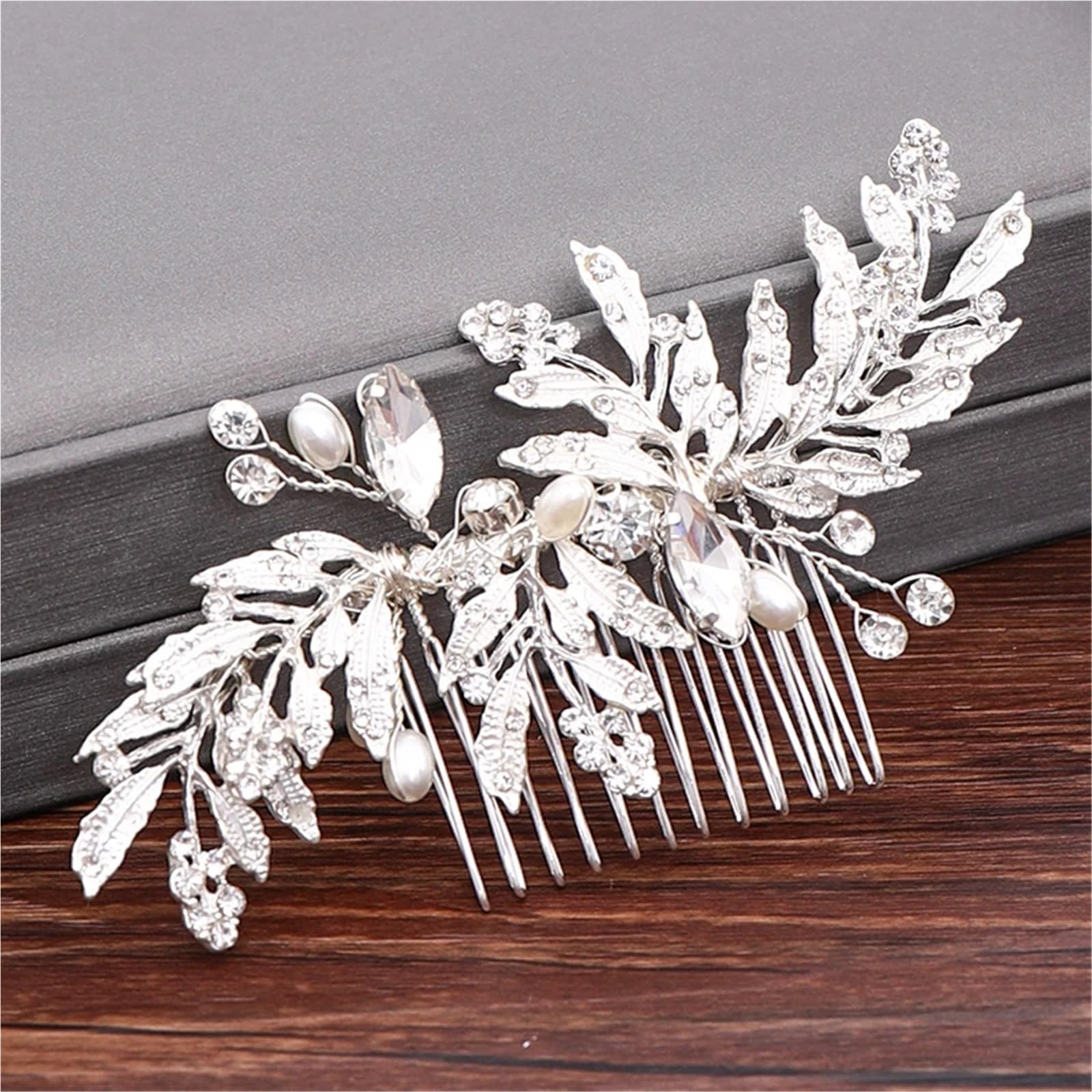 Pettini for capelli da sposa Accessori da sposa for gioielli da donna Testa di strass perla color argento(Silver)
