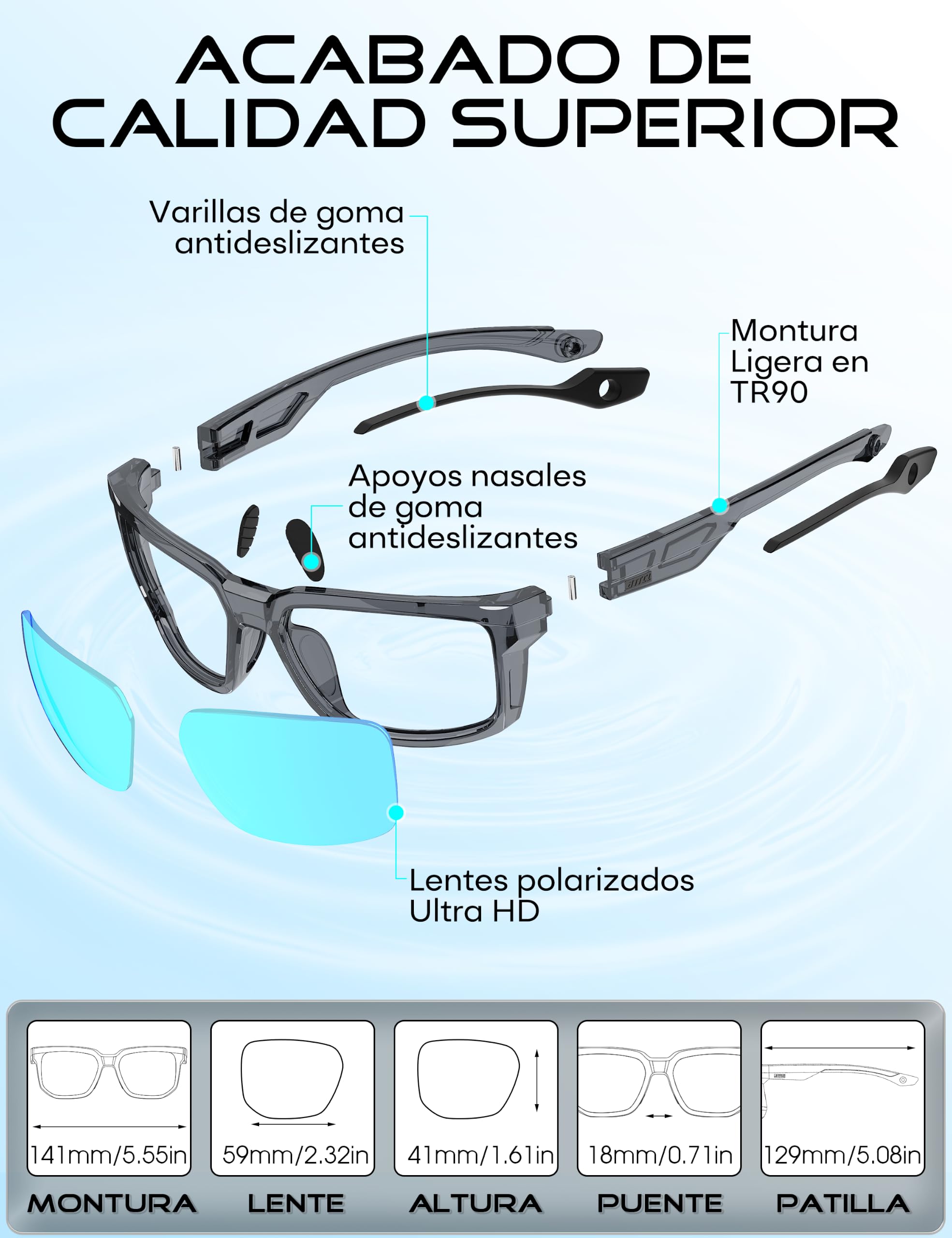 ATTCL Gafas de sol deportivas polarizadas para hombre con protección UV400 ultraligero TR90 flexible marco