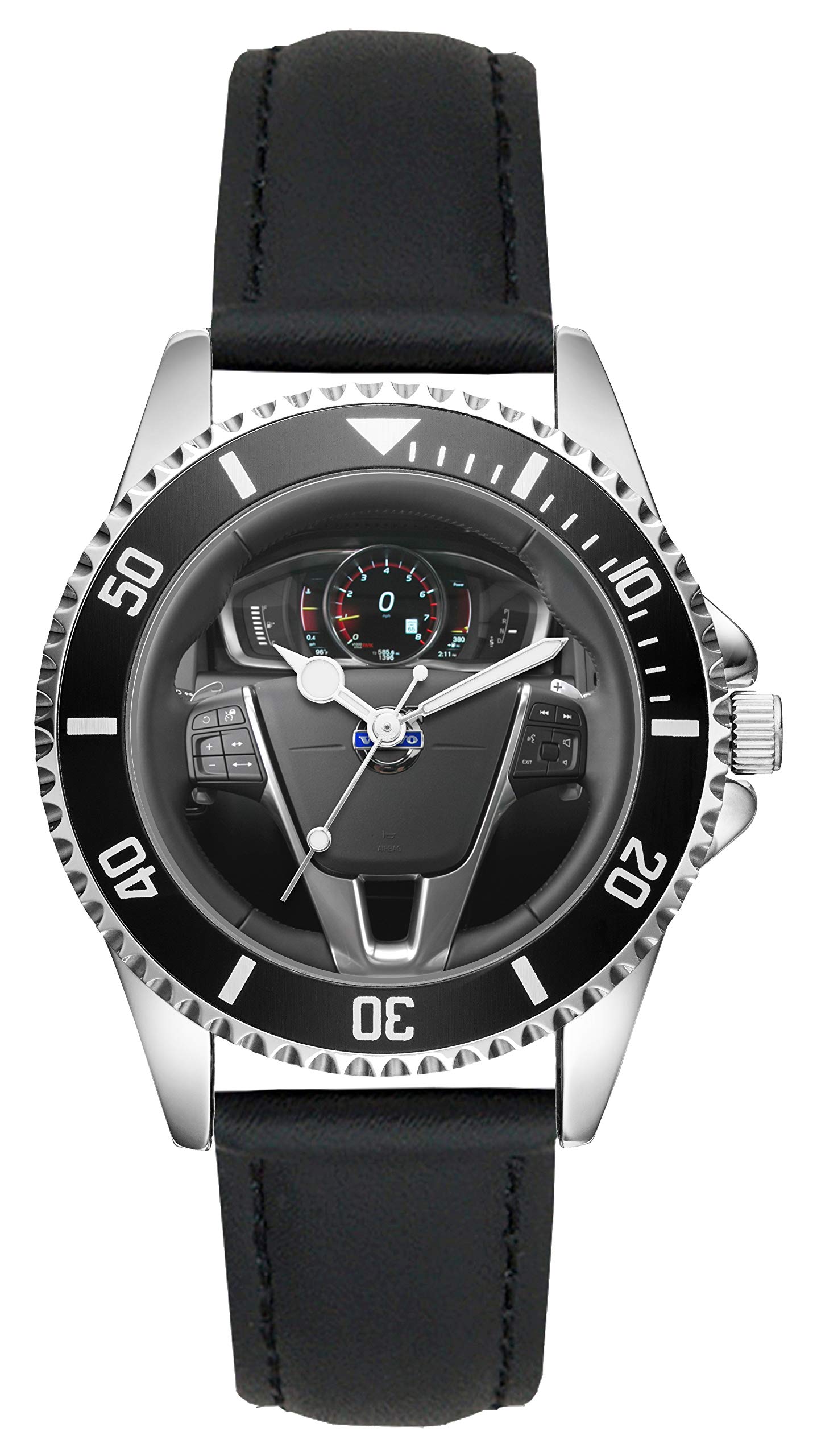 KIESENBERG Orologio Da Uomo Quadrante Cockpit Per Fan Volvo XC60 – Quarzo Analogico 43 Mm, Vetro Minerale, Cinturino In Metallo