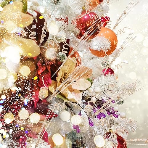 Miniatura 6 de Xinnun 30 piezas de púas y aerosoles de purpurina de Navidad para árbol de Navidad, bayas rizadas de 14 pulgadas, ramas artificiales de tallo