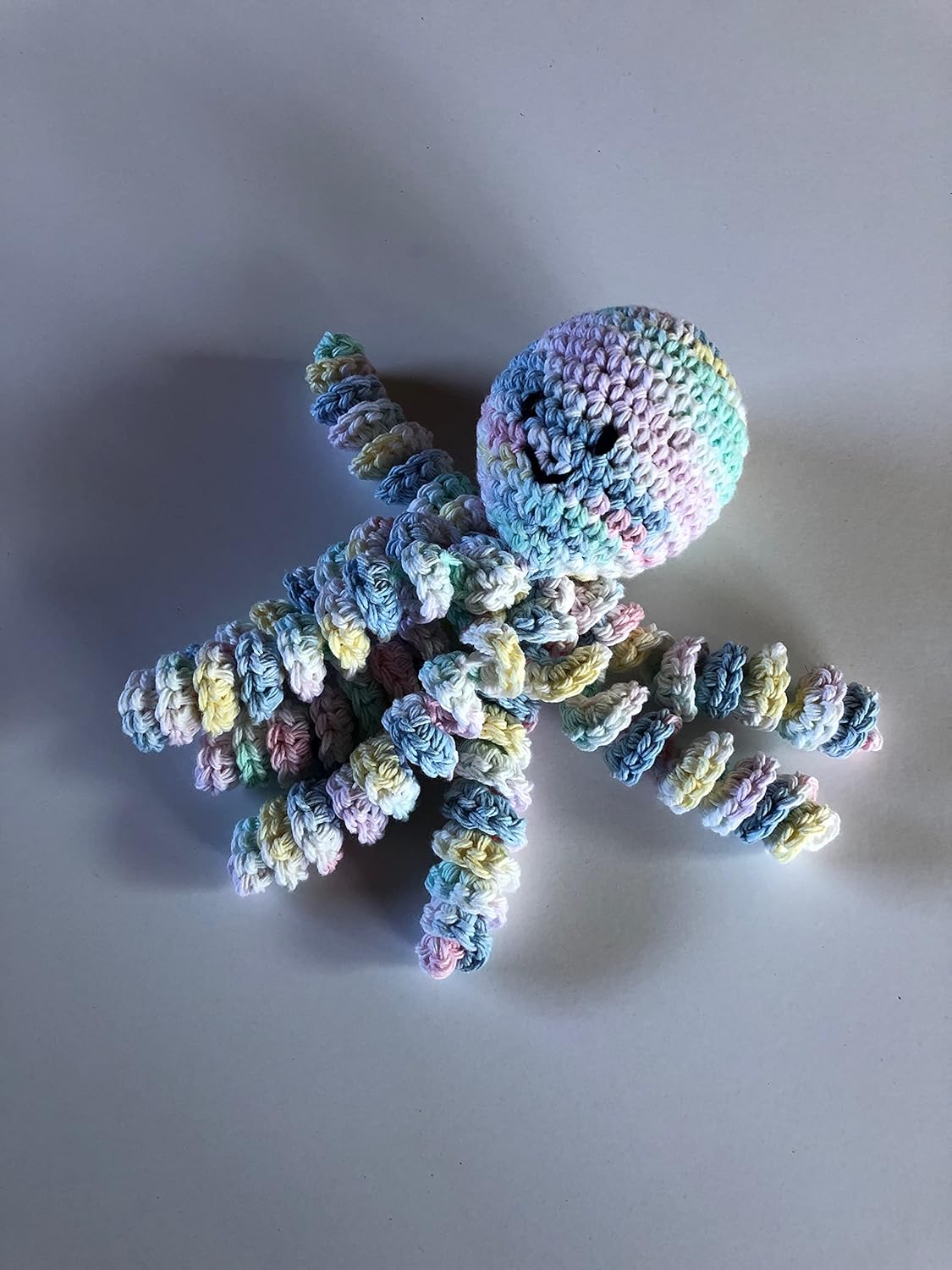 Crochet Octopus for Preemies, Crochet Octopus for Babies in Variegated Light Blue, Pink and Yellow, Crochet Amigurumi