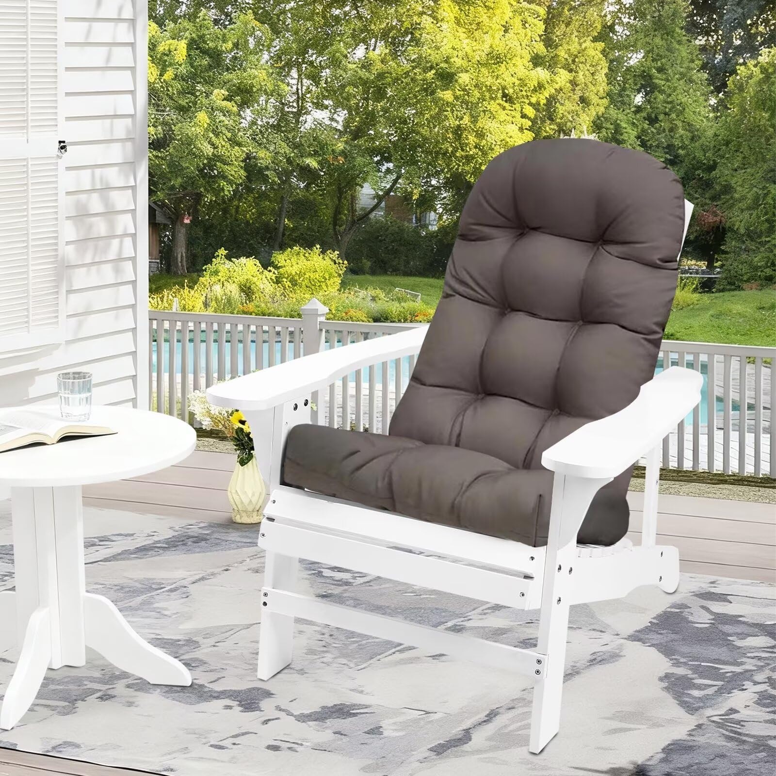 UUluhao Outdoor Adirondack Chair Cushion Waterproof with Elastic Band Non Slip Patio Cushions for Outdoor Furniture Thicken Rocking Chair Seat Pad Dark Grey 43"*20"*3.9"
