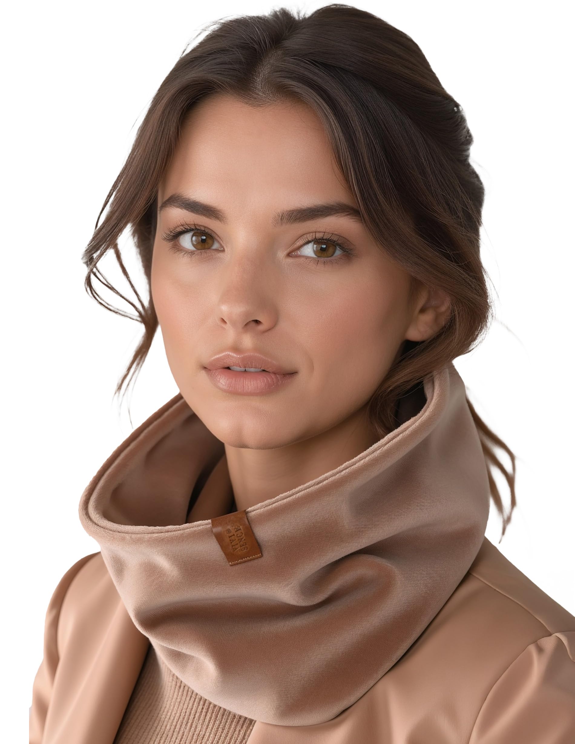 Vivisence Women Winter Snood Scarf Soft Knit Cozy Everyday Warmth For Cold Days, Beige,UNI