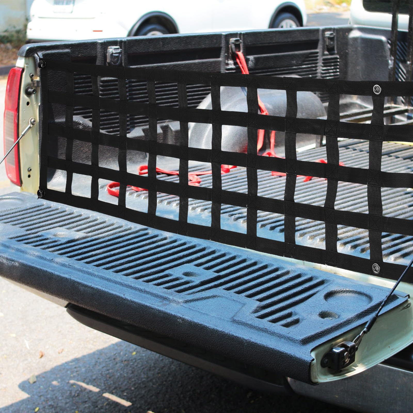 Frachtnetz für Pickup Truck Polyester Schwarz mit Karabinerhaken für Möbel und Kajaks für Ladeflächen und Autos Leicht zu Montieren