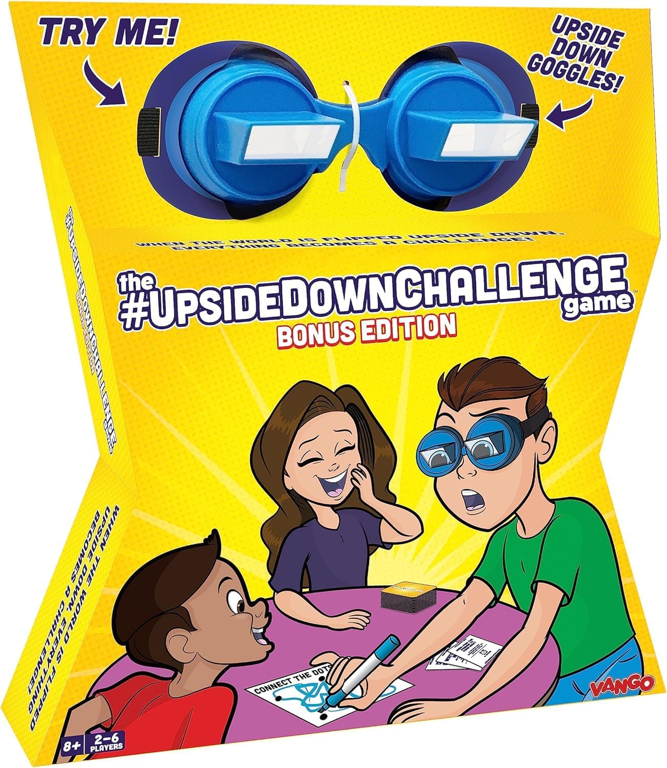 The UpsideDownChallenge Game for Family & Kids - Fun Challenges with Upside Down Goggles - Hilarious for Game Night & Parties - 2-6 Players, Ages 8+ (Bonus Edition)