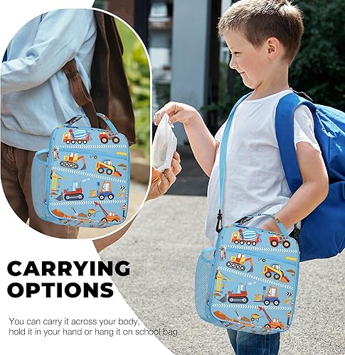 Miniatura 2 de Clastyle Bolsa de almuerzo para niños con aislamiento para automóvil, bolsa térmica grande para niños, picnic, escuela, lonchera de construcción,