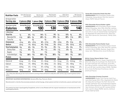 Miniatura 6 de Surtido de dulces de Navidad, delicias populares de chocolate con leche, envueltas individualmente, paquete a granel de 2 libras, (alrededor de 100