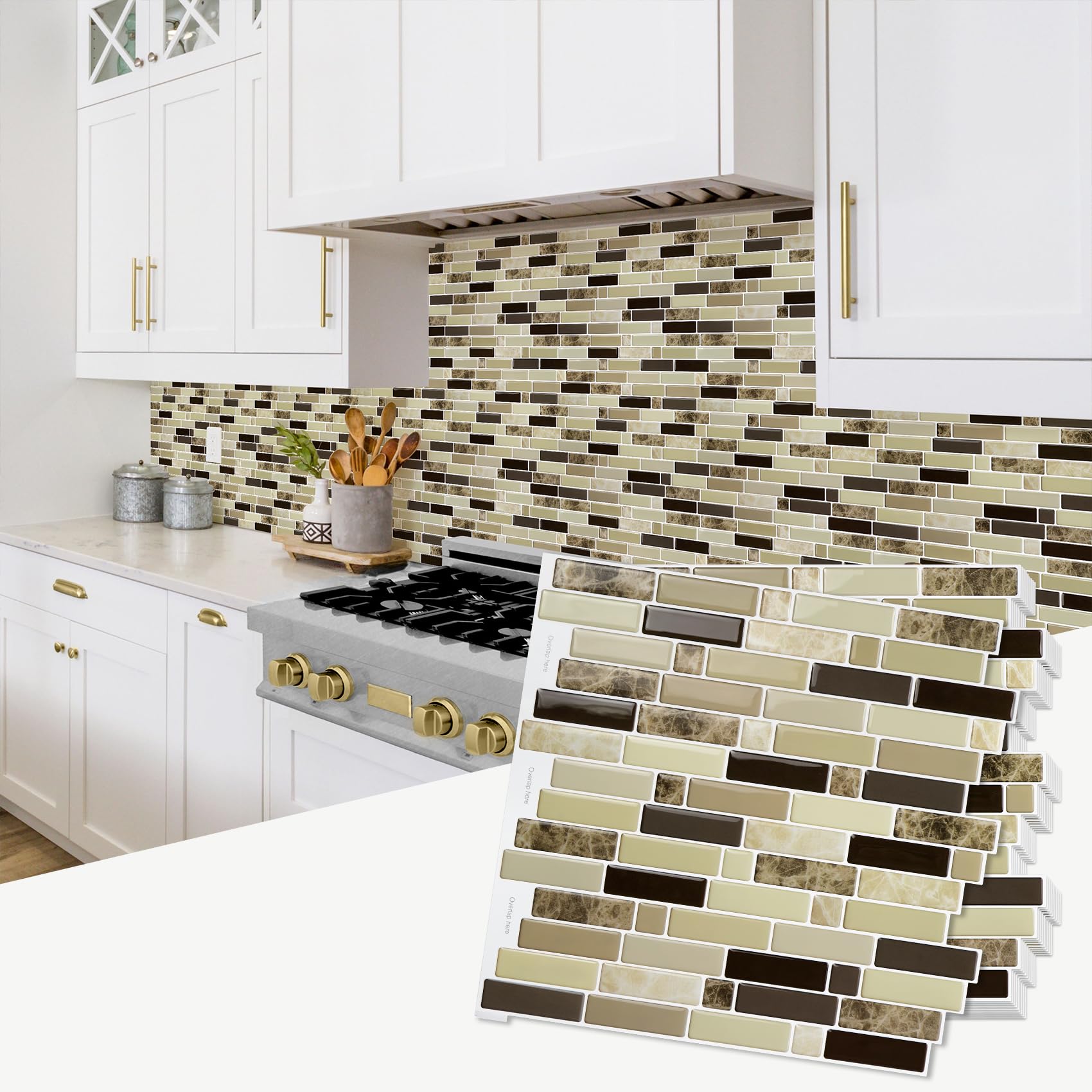 Sponsored Ad - Vamos Tile 12" x 12" Peel and Stick Self Adhesive Kitchen Backsplash, Stick On Tile Backsplash for Kitchen & Bathroom(10 Sheets)