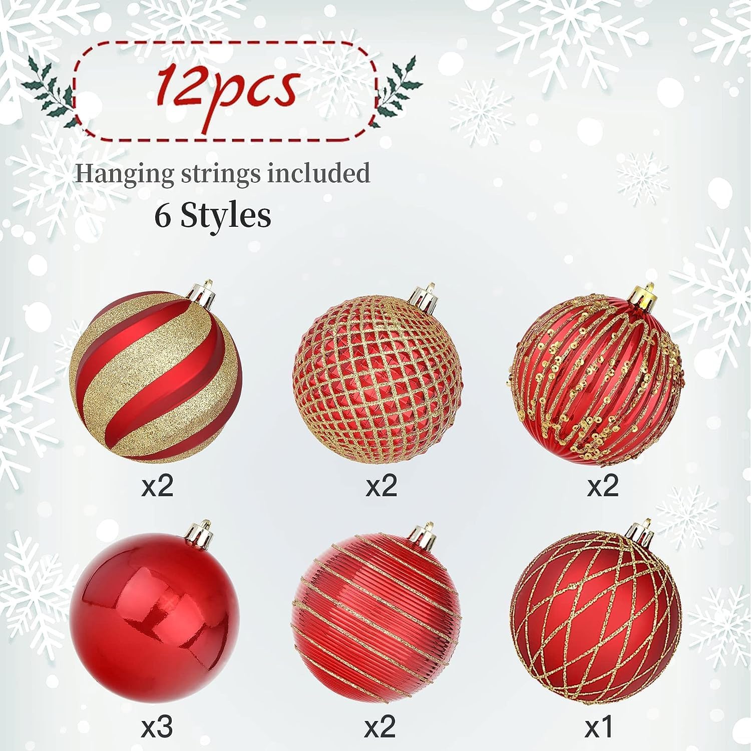 SHareconn 12 Bolas de Navidad Plástico