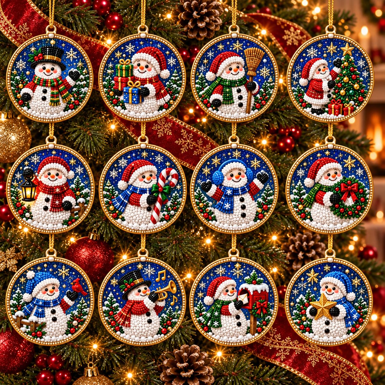 12PCS Christmas Ornaments DIY Pearl Diamond Art Kits for Adults (#O) — image 1