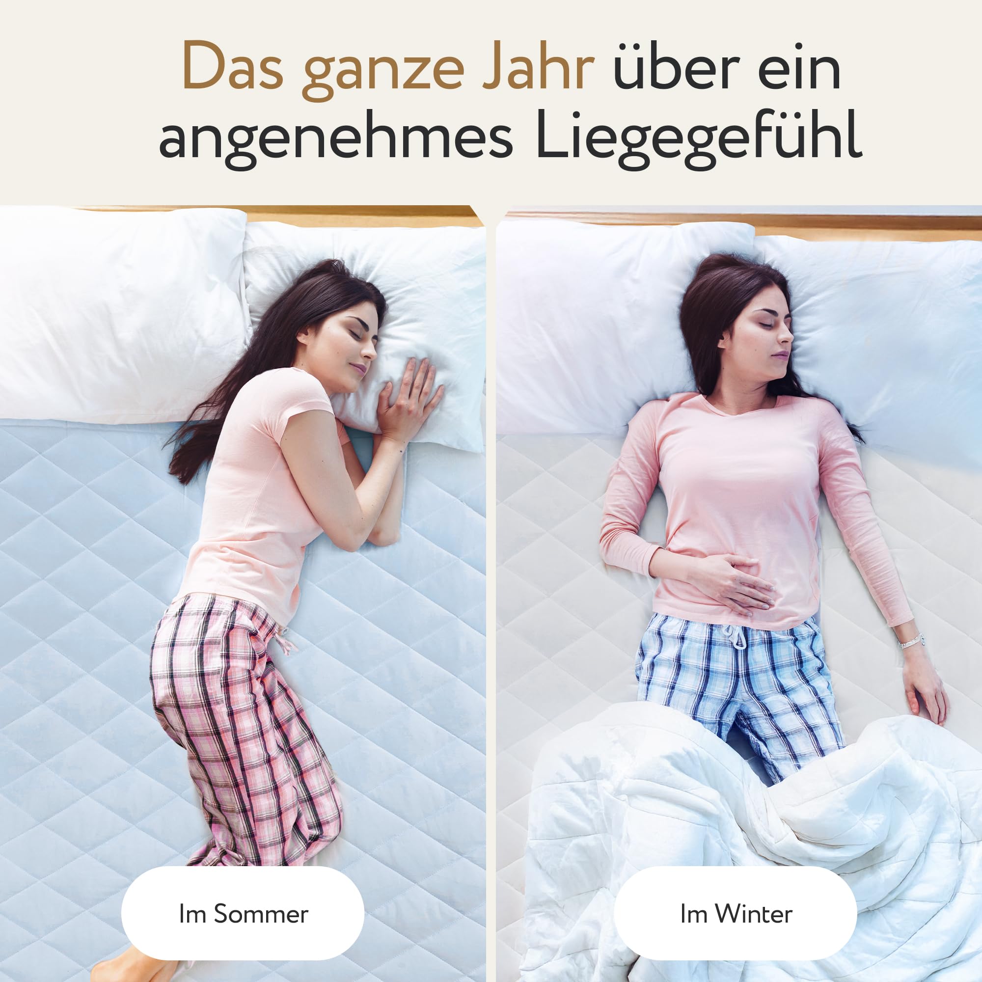Herlag Matratzenauflage 180x200cm - 2-in-1 Wendeauflage mit Sommer- & Winterseite - Ganzjähriger Matratzenschoner - Cooling-Gewebe & Micro-Flanell - Waschbar & Trocknergeeignet - Öko Tex 100