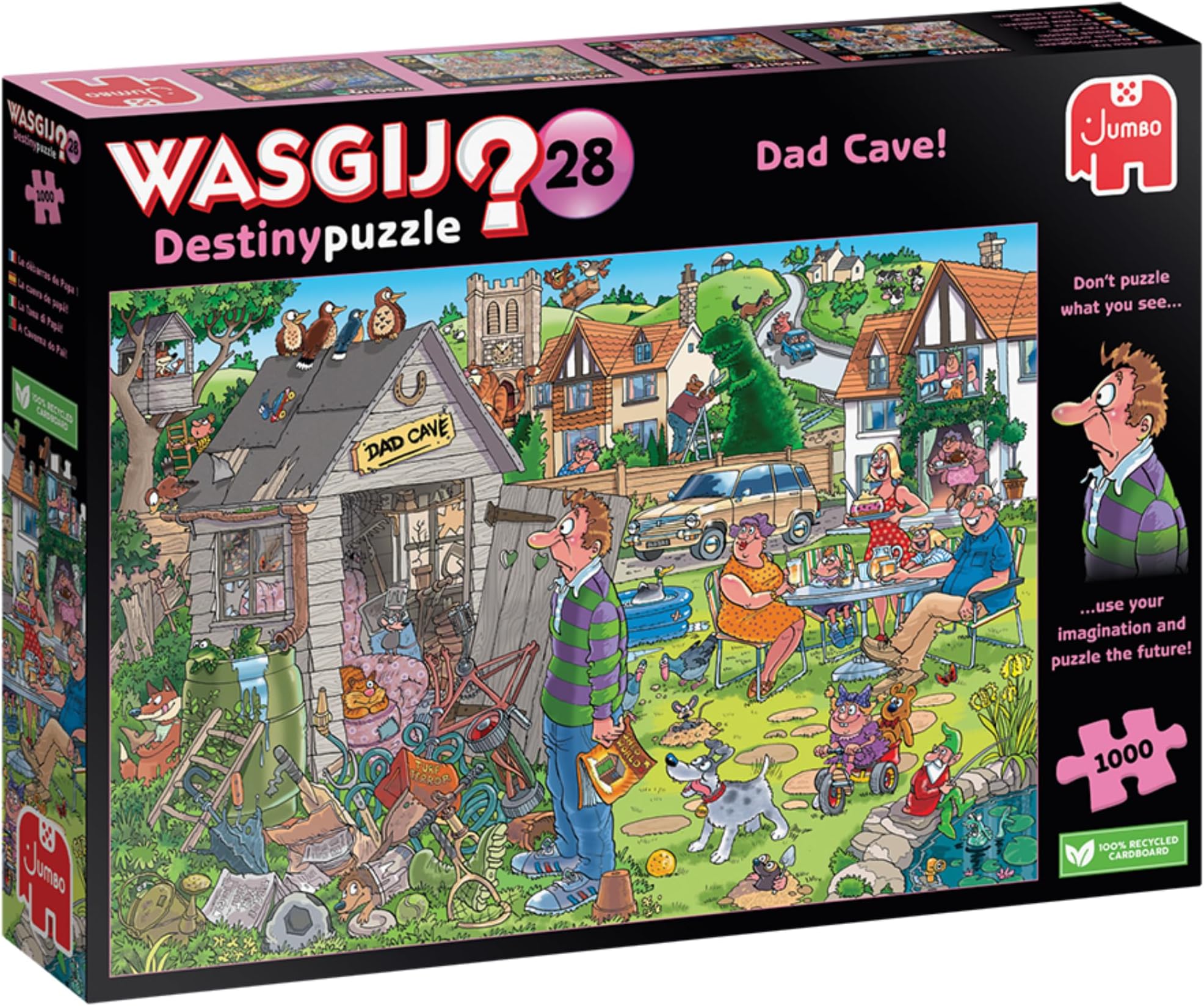 Wasgij Destiny 28, Dad Cave - Unique 1000 Piece Jigsaw Puzzles for Adults, Colourful, Fun, Challenging & Brainteasing 1000 Pc Adults Jigsaw Puzzle - 100% Recycled Cardboard - Jumbo