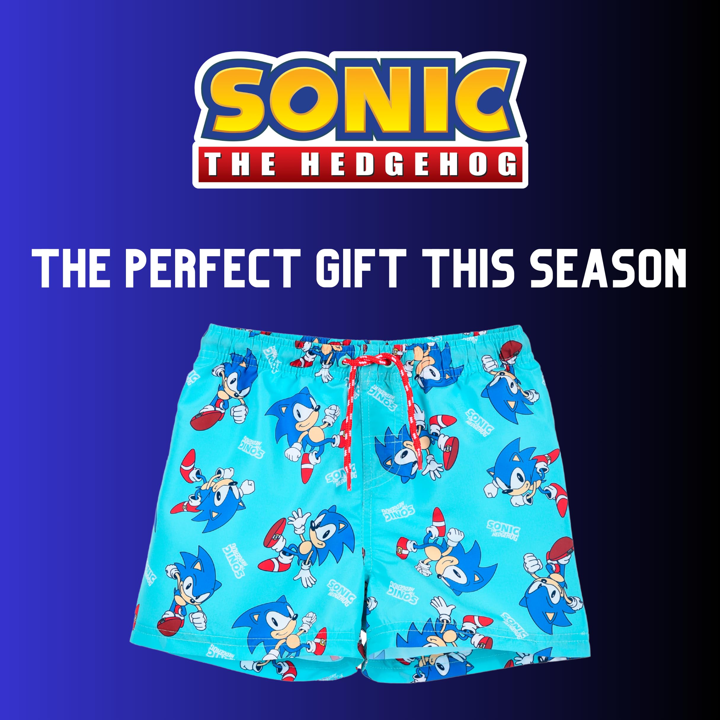 Sonic The Hedgehog Bermudas para Niño, Shorts de Baño Verano Bañador de Natación Infantil, Tallas 4 a 10 Años