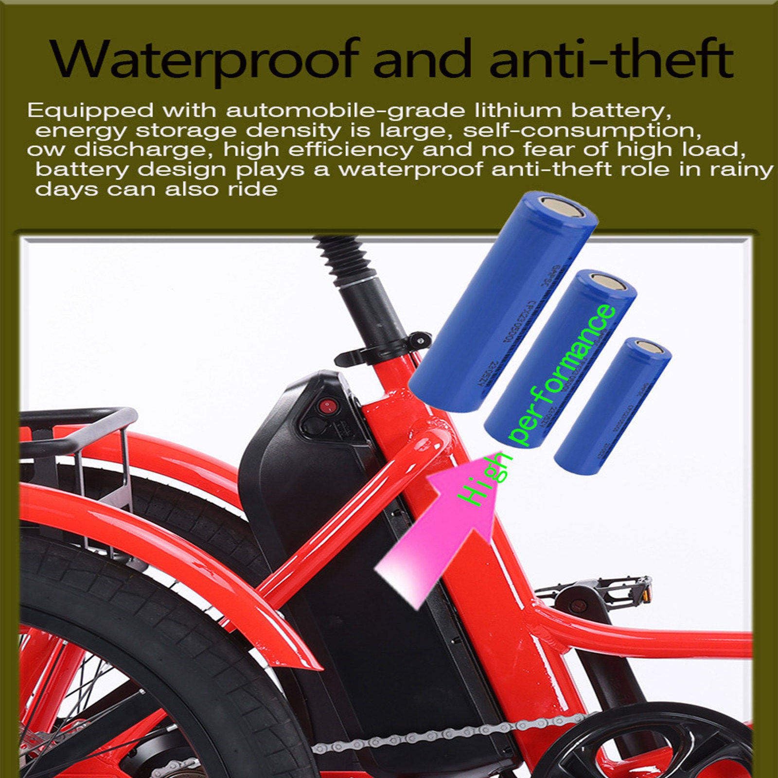 Bici Elettrica A 3 Ruote Elettrica per Adulti Tre Ruote Elettrica con Cestino Portaoggetti Larghi, Facile da Scalare capacità di Carico 20Inch-Blue