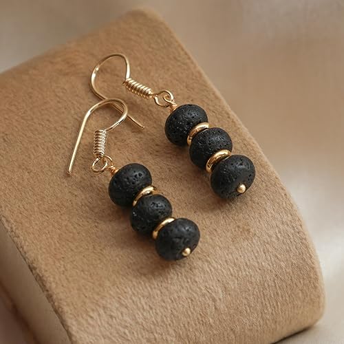 Miniatura 66 de Gempires - Aretes ligeros con cuentas hechas a mano, hipoalergénicos, chapados en oro, aretes colgantes para mujer