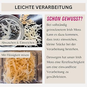 Irish Moss Sea Moss Carrageenan Moss (Wild Collection Vegan Raw) Carrageenan Algae Vegetable Gelatin Emulsifier Thickener Algae Salad Irish Moss White Colourless Sea Moss PureRaw 50 g