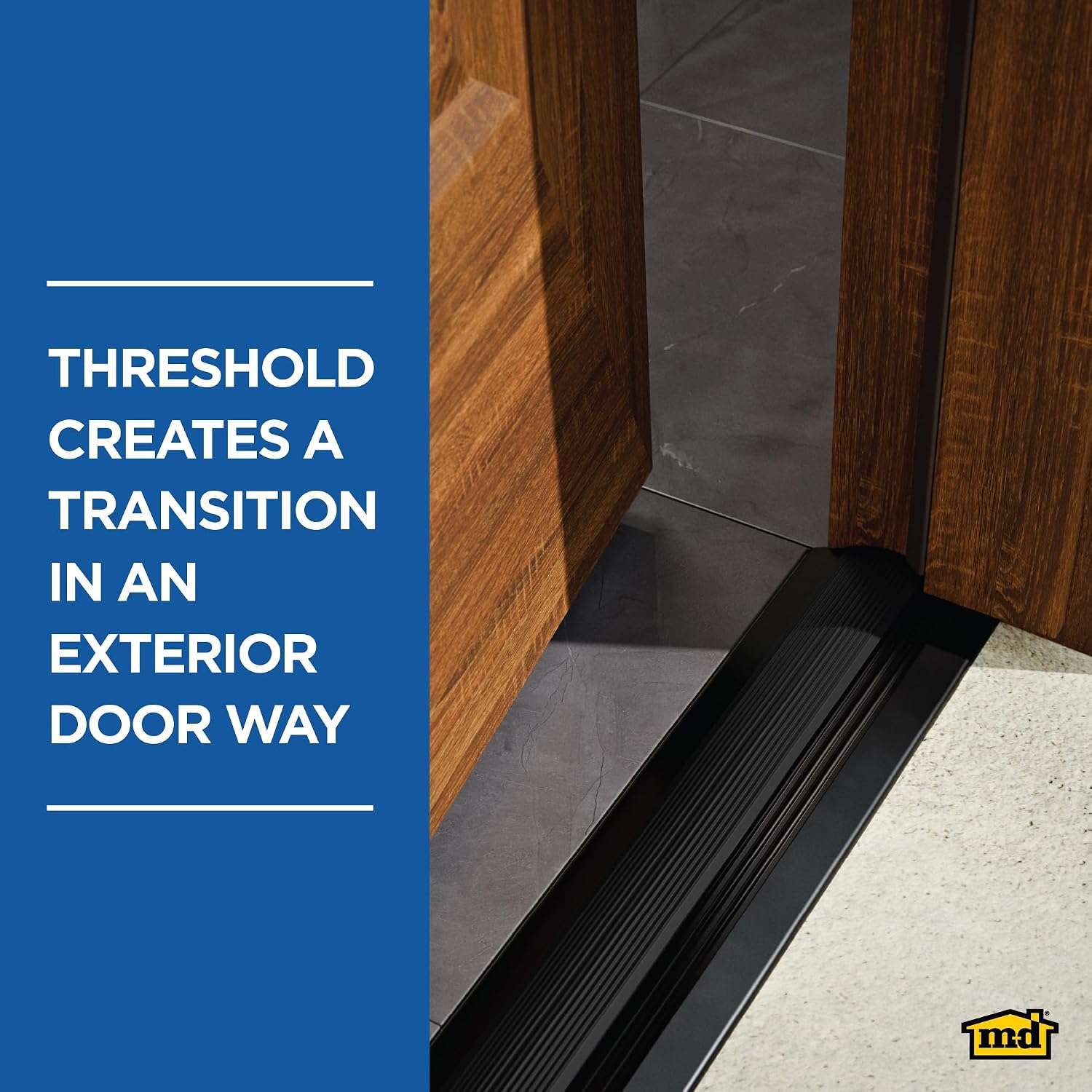 M-D Building Products 11821 3-3/4 in. x 3/4 in. x 36 in. Black Aluminum and Vinyl Heavy-Duty Low-Profile Threshold