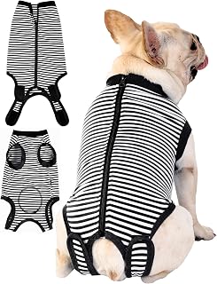Dogs Cats Surgery Recovery Suit Small,Pet Recovery Shirt Dog Abdominal Wounds Bandages, Substitute E-Collar & Cone,Prevent Licking Dog Onesies Pet Surgery Recovery Suit,Black-White S