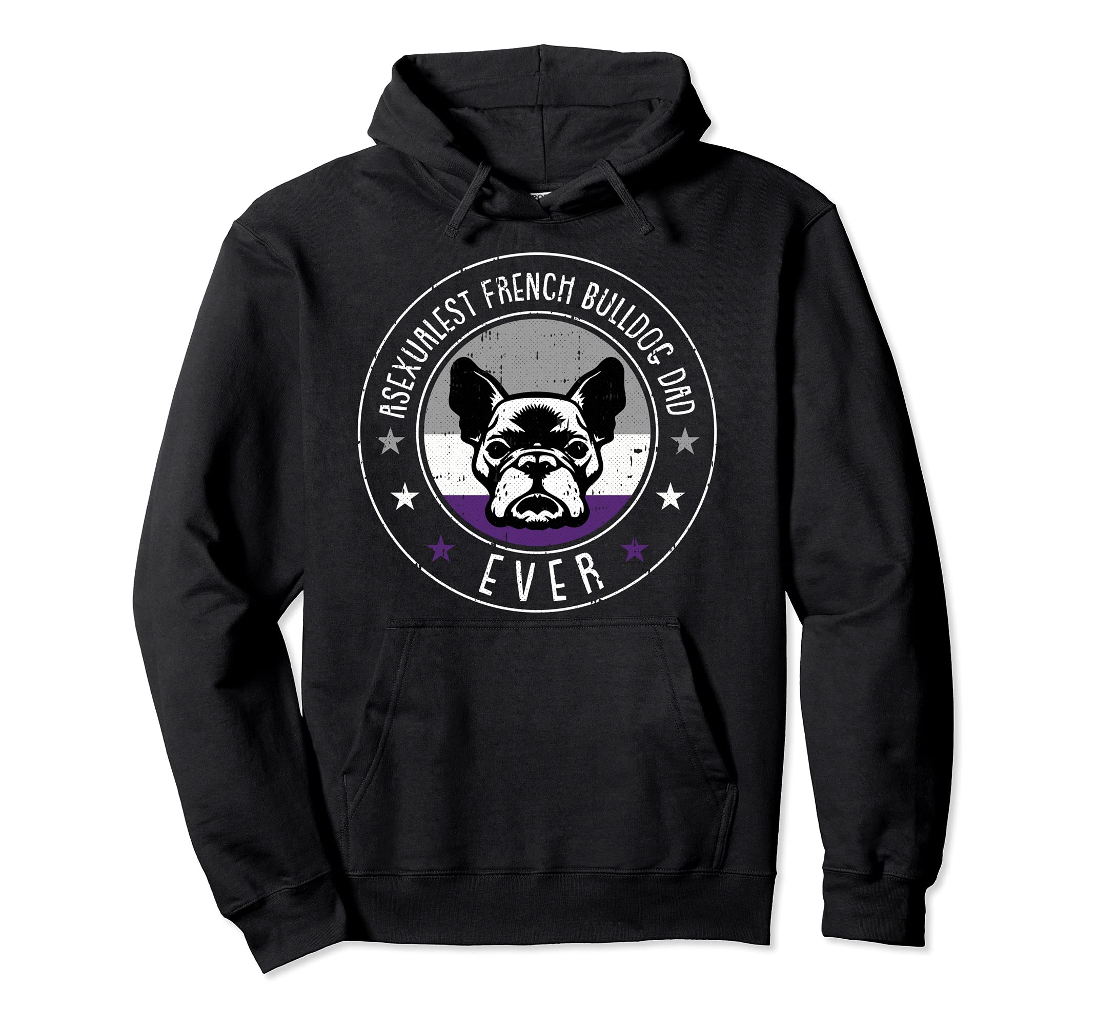 French Bulldog Dad LGBT-Q Asexual Ace Pride Frenchie Dog Pullover Hoodie, Black