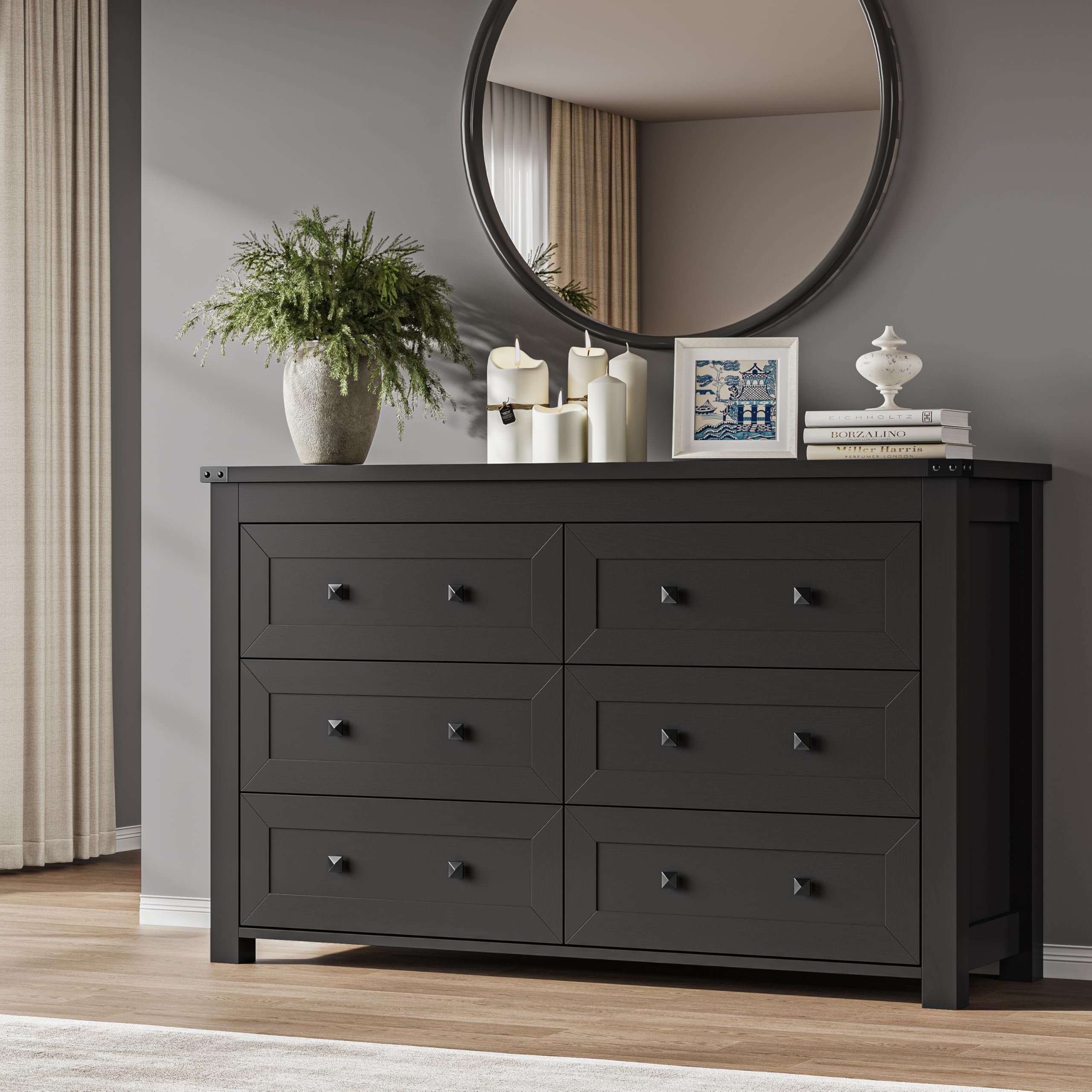 Amazon.com: BORNOON 6-Drawer Dresser, Modern Wooden Storage Chest of  Drawers, Dresser TV Stand, Wood Drawer Organizer with Metal Handles for  Bedroom, Living Room, Hallway : Home & Kitchen